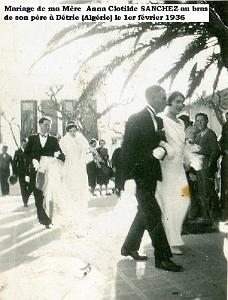 ORANIE- DETRIE- Mariage de mes parents Anne Clotide Sanchez et Antoine Pinto 01 02 1936 (1)